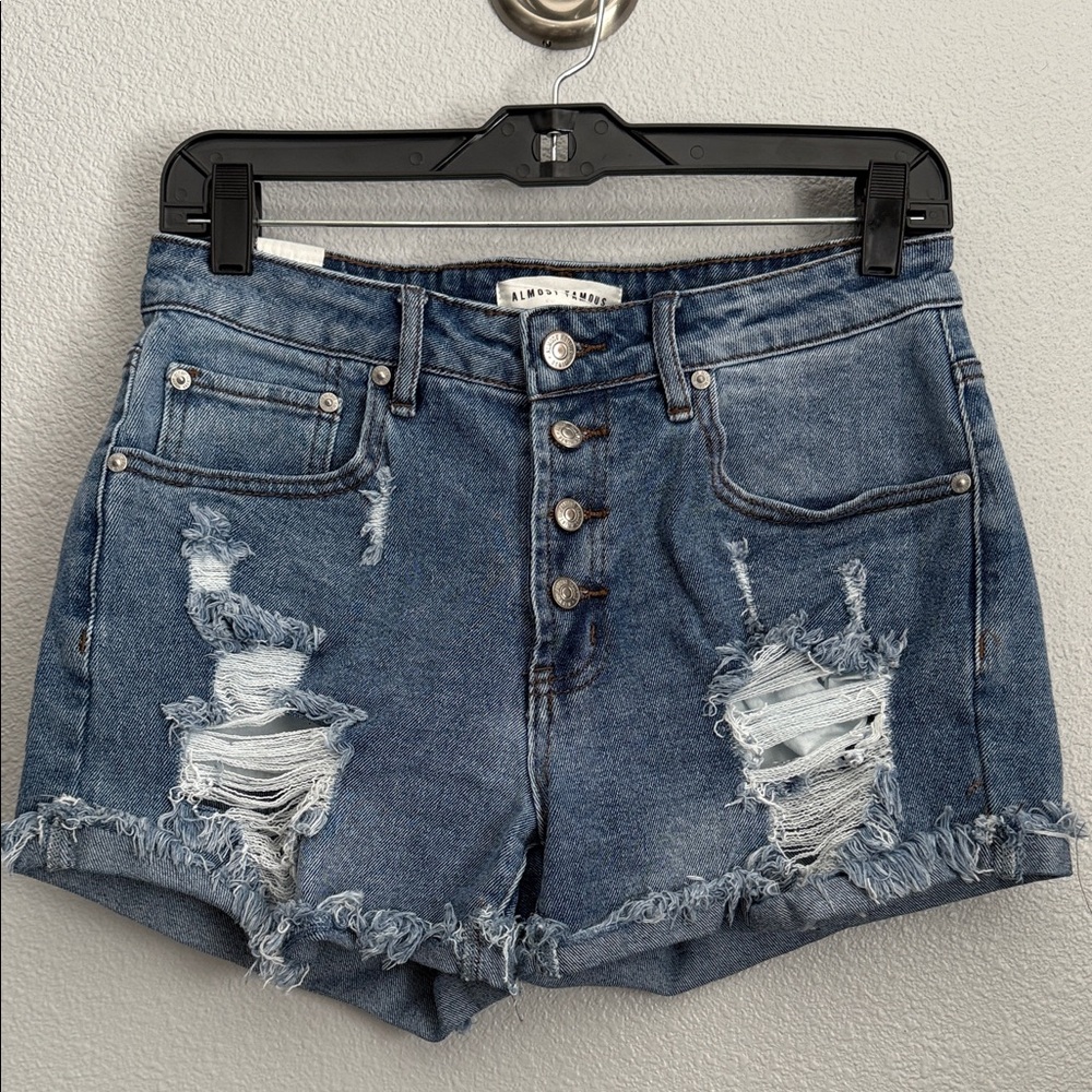Almost Famous Blue Distressed Jean Shorts